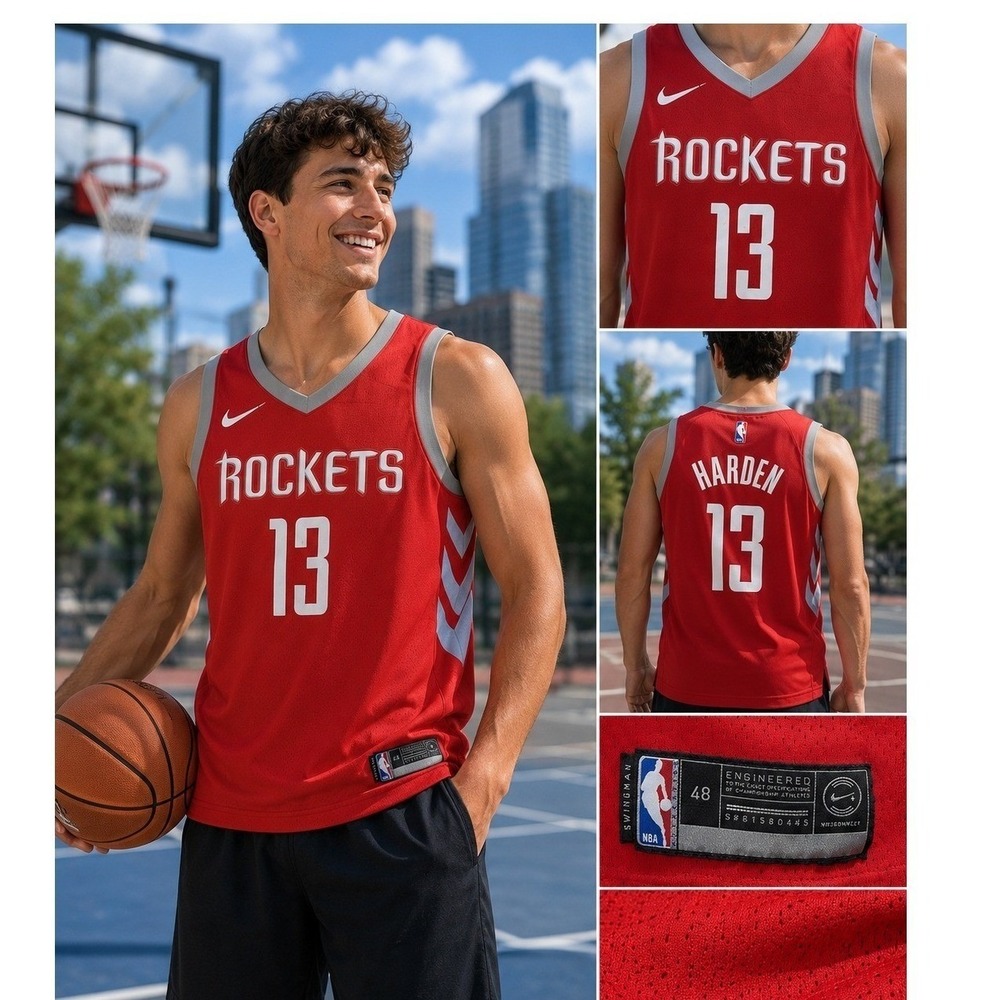 Nike NBA Houston Rockets James Harden 13 Dri-FIT Swingman Jersey Red Large 48 - Picture 11 of 11